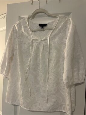 Ninety White Jacquard Tie-Front Tunic